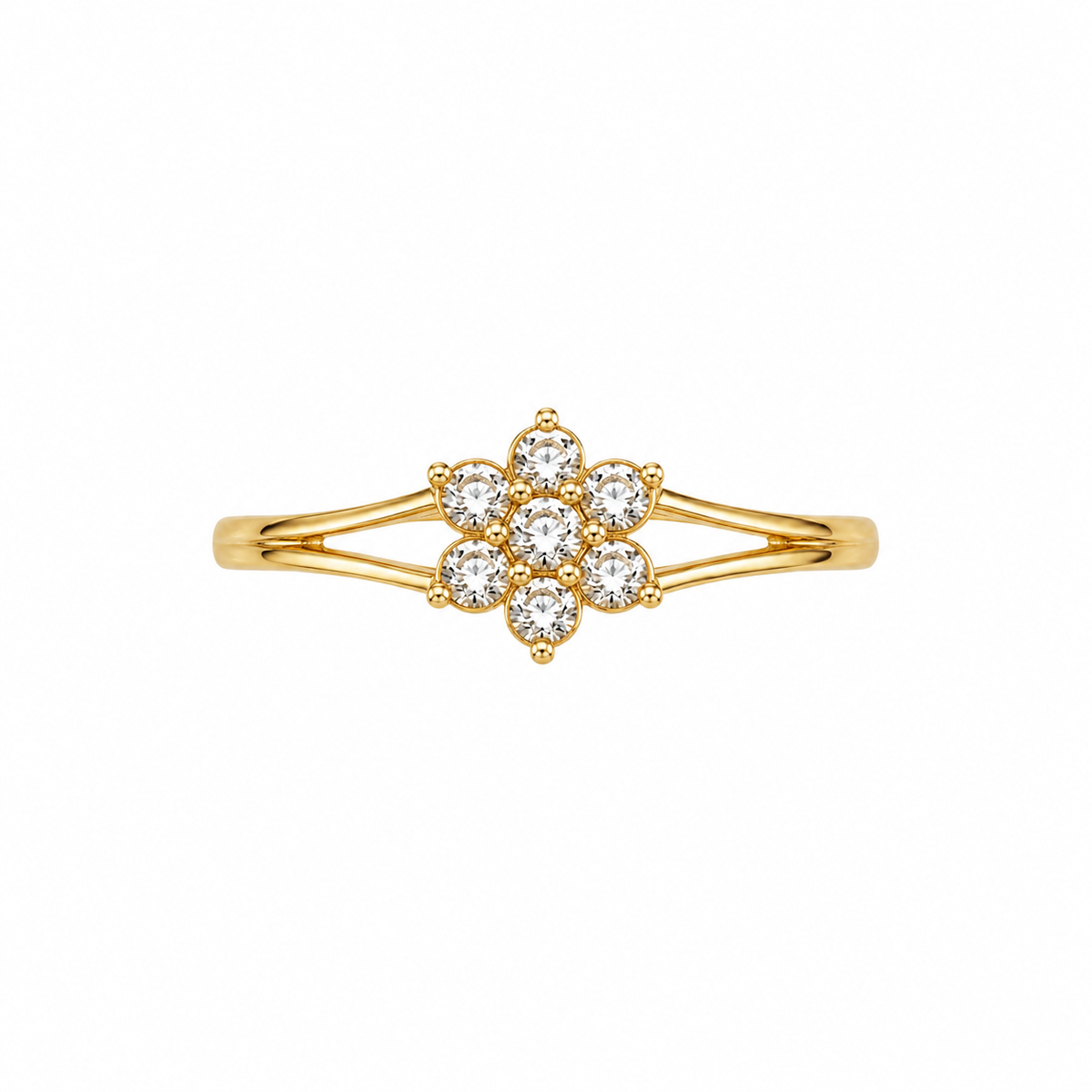 Petal Halo Cluster Ladies Gold Ring for women in Pakistan, yellow gold top view