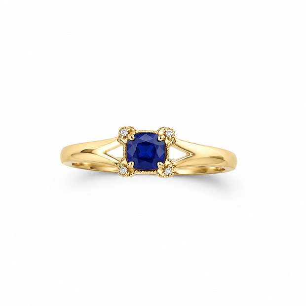 Rani Cushion Sapphire-Colour Gold Ring for women in Pakistan, yellow gold front three-quarter view
