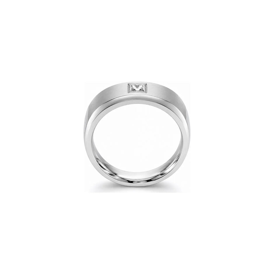 Regent Princess Bezel men diamond ring in white metal, profile view