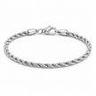 Rehan Rope men's 925 silver bracelet in white silver finish, front studio view