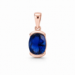 Saba Sapphire Half-Bezel Silver Pendant in rose finish 925 sterling silver, front studio view