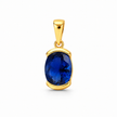 Saba Sapphire Half-Bezel Silver Pendant in yellow finish 925 sterling silver, front studio view
