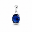 Saba Sapphire Half-Bezel 925 silver pendant in white silver finish, front studio view