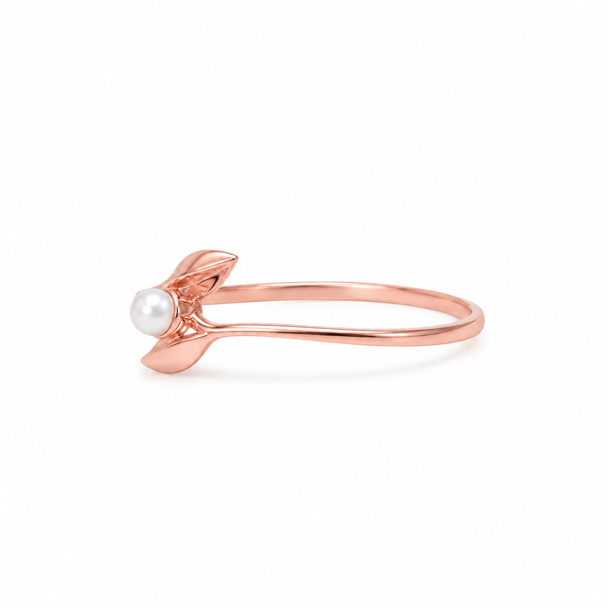 Saira Pearl Bud Ladies Gold Ring for women in Pakistan, rose gold side profile
