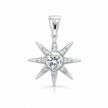 Sitara Starburst 925 silver pendant in white silver finish, front studio view