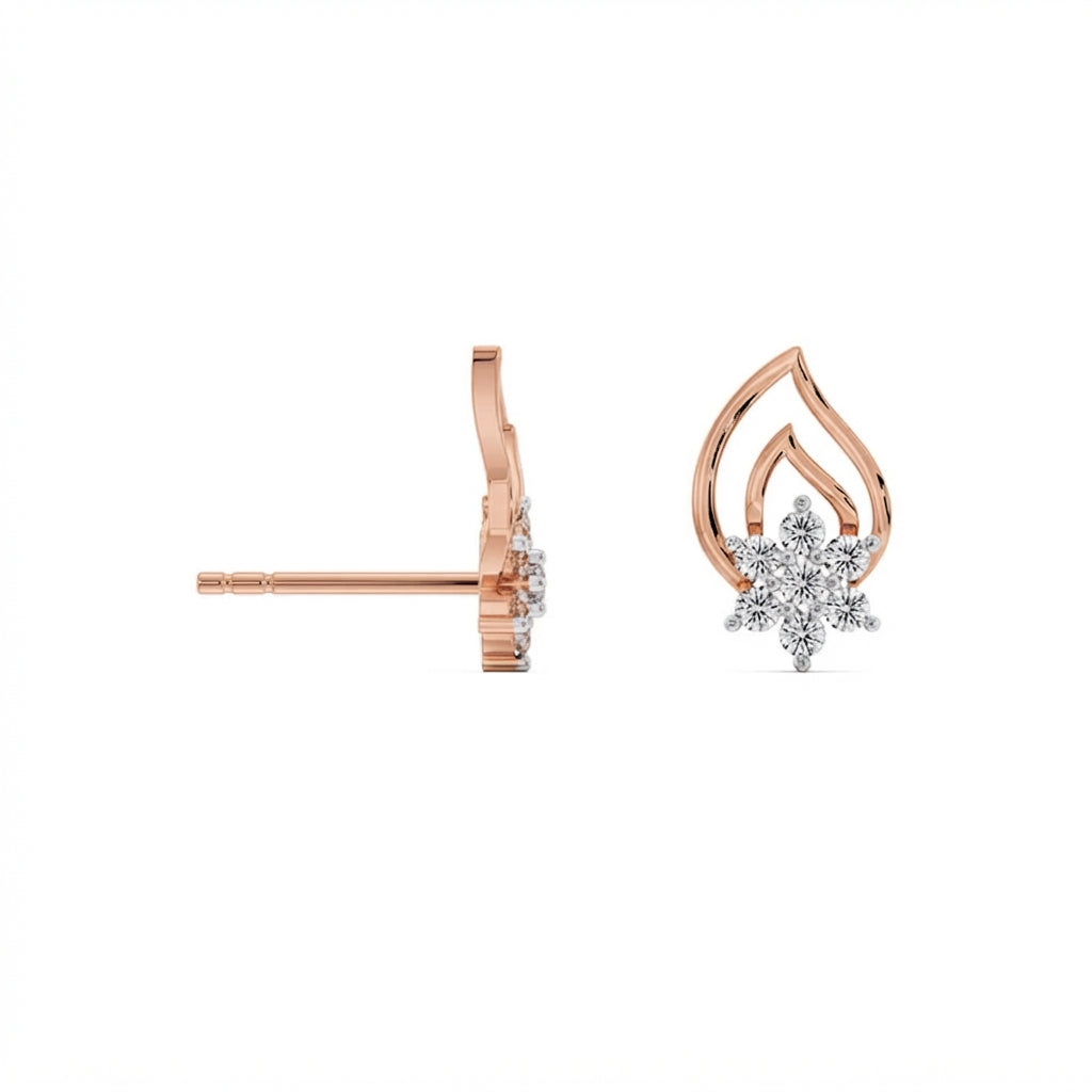 Gold diamond earring – Starleaf, studio product view 10 | Khatim Jewels