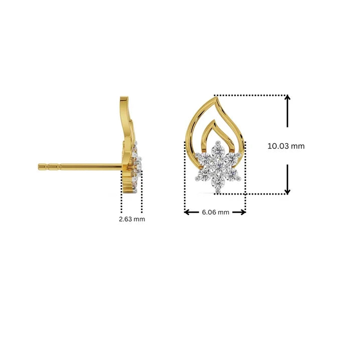 Gold diamond earring – Starleaf, yellow gold polished metal detail 11 | Khatim Jewels