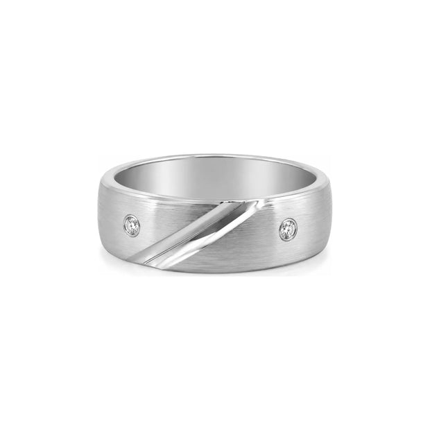 Sterling Ridge Men Diamond Ring in white metal, front hero view