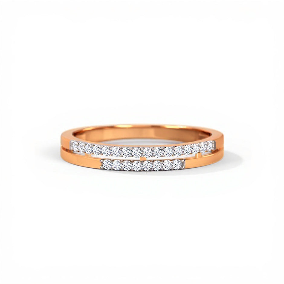 Twin Line Gold Diamond Ring