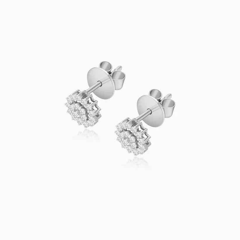 Starlight Diamond Cluster Earrings in gold — setting detail, image 4