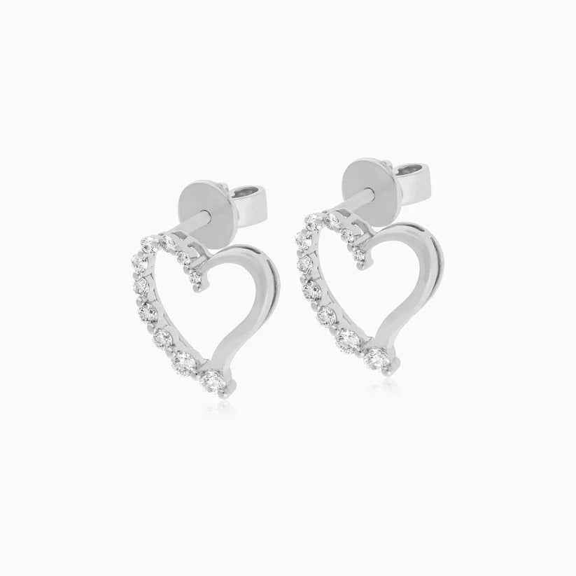 Heart-Shaped Gold Diamond Earrings in white gold — close-up detail, image 5