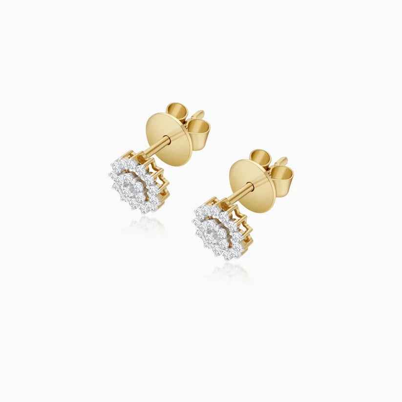 Starlight Diamond Cluster Earrings in yellow gold — side profile, image 3