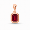 Zara Ruby Octagon Silver Pendant in rose finish 925 sterling silver, front studio view
