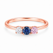 Zeenat Three-Stone Women Silver Ring in rose finish 925 sterling silver, exact studio catalog view