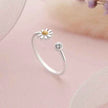 Daisy Flower Zircon Women Silver Ring