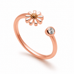 Daisy Flower Zircon Women Silver Ring